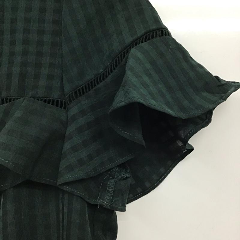 アースミュージックアンドエコロジー earth music&ecology カットソー 半袖 10163C11010 胸フリルプルオーバー FREE チェック 緑 / グリーン /  レディース USED 古着 中古 10072793