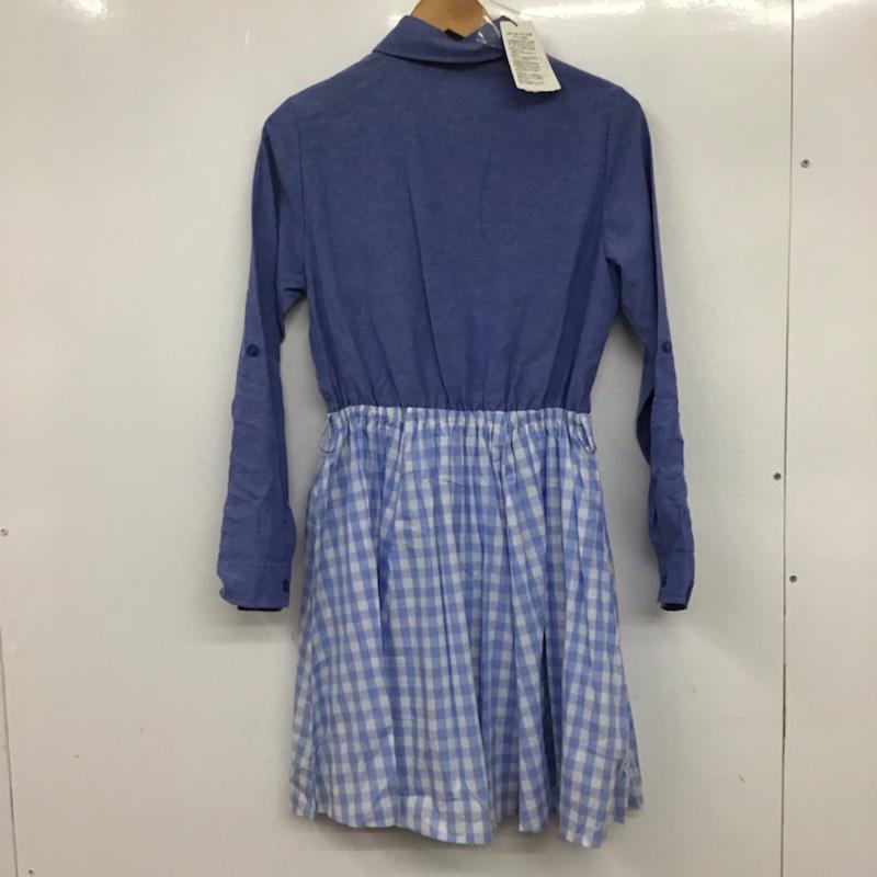 セシルマクビー CECIL McBEE ワンピース ひざ丈スカート 14LO01 ウエスト切替 ギンガム タグ付き M チェック 白 / ホワイト / X 水色 / ライトブルー /  レディース USED 古着 中古 10072795