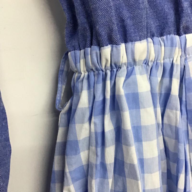 セシルマクビー CECIL McBEE ワンピース ひざ丈スカート 14LO01 ウエスト切替 ギンガム タグ付き M チェック 白 / ホワイト / X 水色 / ライトブルー /  レディース USED 古着 中古 10072795