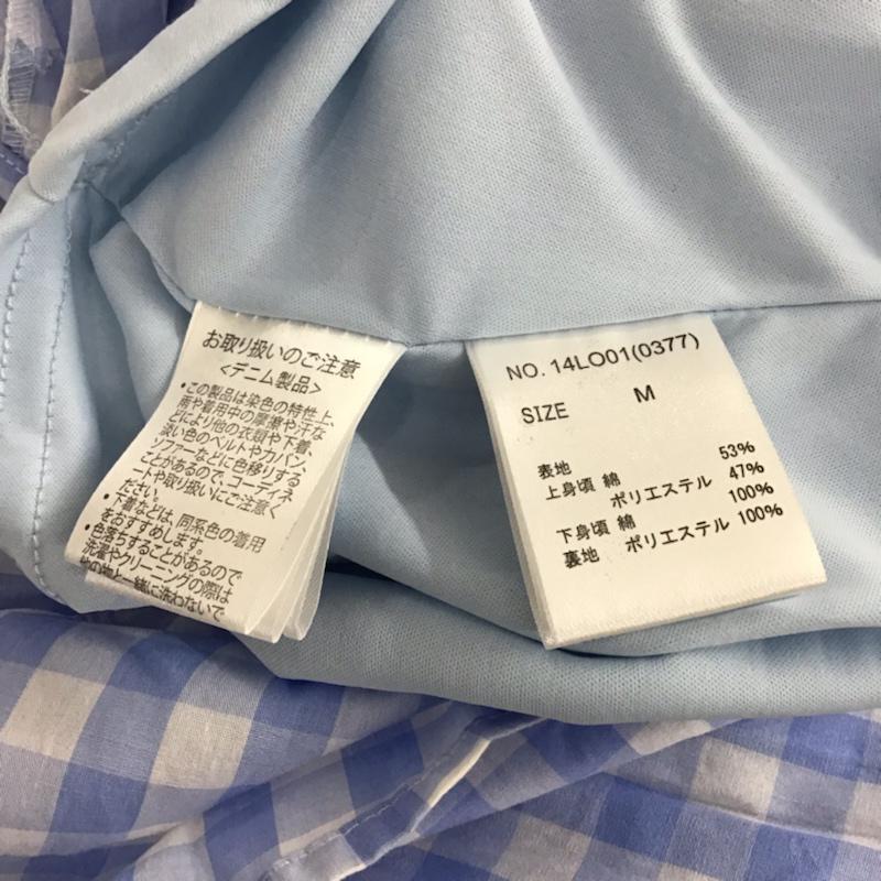 セシルマクビー CECIL McBEE ワンピース ひざ丈スカート 14LO01 ウエスト切替 ギンガム タグ付き M チェック 白 / ホワイト / X 水色 / ライトブルー /  レディース USED 古着 中古 10072795