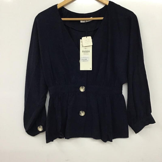 ザラティーアールエフ ZARA TRF シャツ、ブラウス 長袖 タグ付 S 無地 紺 / ネイビー /  レディース USED 古着 中古 10072823