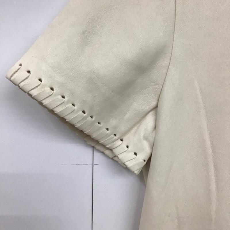 ザラ ZARA ワンピース ひざ丈スカート TRAFALUC 7901 267 746 フェイクレザー Vネック M 無地 アイボリー / アイボリー /  レディース USED 古着 中古 10072833
