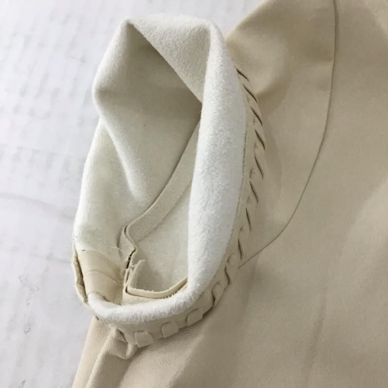 ザラ ZARA ワンピース ひざ丈スカート TRAFALUC 7901 267 746 フェイクレザー Vネック M 無地 アイボリー / アイボリー /  レディース USED 古着 中古 10072833