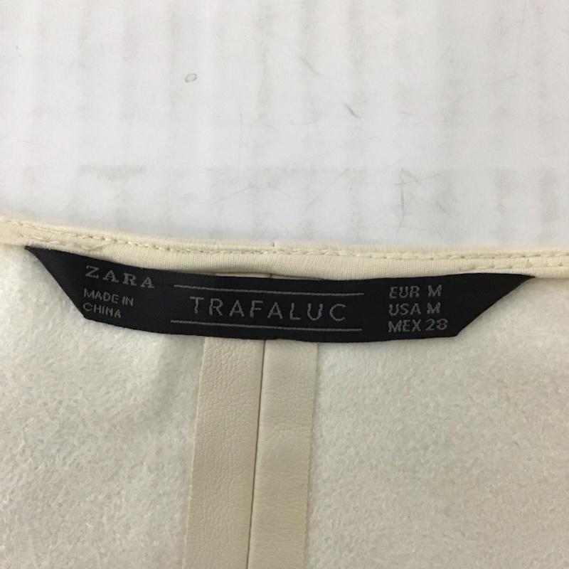 ザラ ZARA ワンピース ひざ丈スカート TRAFALUC 7901 267 746 フェイクレザー Vネック M 無地 アイボリー / アイボリー /  レディース USED 古着 中古 10072833