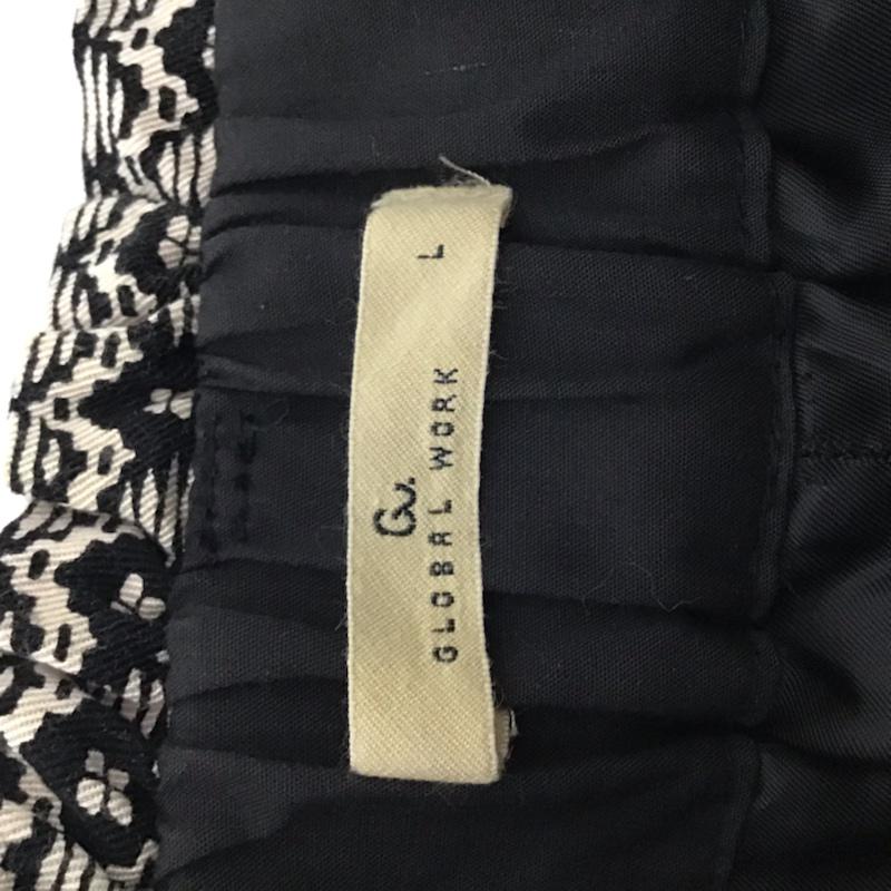 グローバルワーク GLOBAL WORK パンツ ショートパンツ GW050220N9 L 総柄 白 / ホワイト / X 黒 / ブラック /  レディース USED 古着 中古 10072840