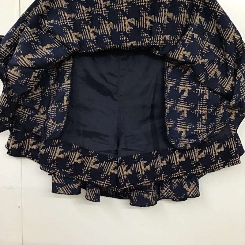 ラボラトリーワーク laboratory work パンツ ショートパンツ サイドファスナー M 総柄 紺 / ネイビー / X ベージュ / ベージュ /  レディース USED 古着 中古 10072846