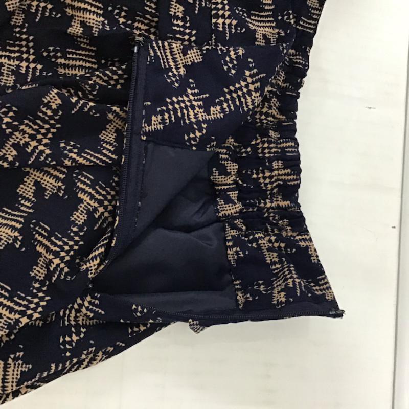 ラボラトリーワーク laboratory work パンツ ショートパンツ サイドファスナー M 総柄 紺 / ネイビー / X ベージュ / ベージュ /  レディース USED 古着 中古 10072846
