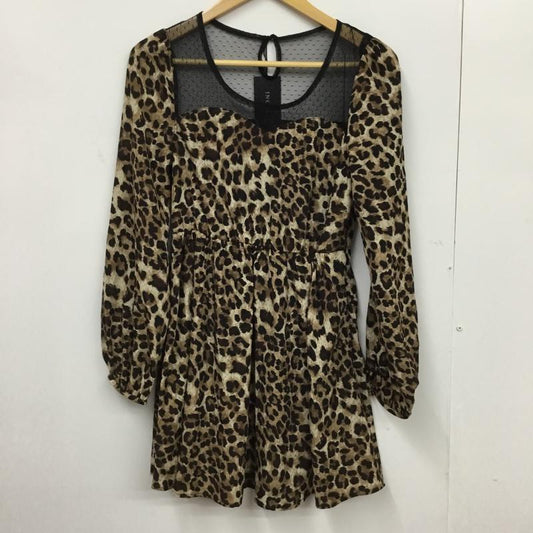 イング INGNI ワンピース ミニスカート 1124-530255-01 シアー タグ付き M ヒョウ柄・レオパード柄 黒 / ブラック / X 茶 / ブラウン / X ベージュ / ベージュ /  レディース USED 古着 中古 10072898