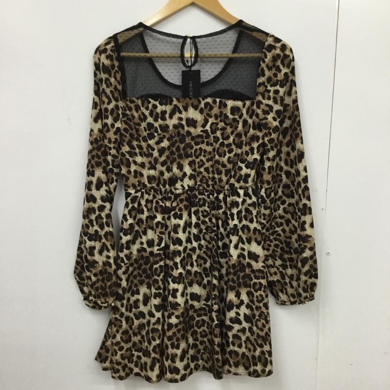 イング INGNI ワンピース ミニスカート 1124-530255-01 シアー タグ付き M ヒョウ柄・レオパード柄 黒 / ブラック / X 茶 / ブラウン / X ベージュ / ベージュ /  レディース USED 古着 中古 10072898