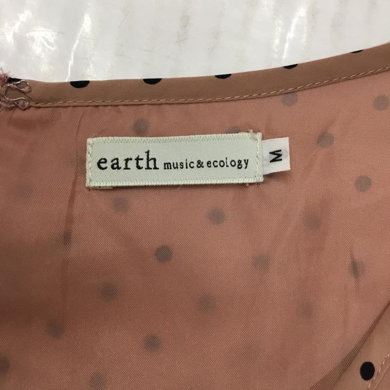 アースミュージックアンドエコロジー earth music&ecology ワンピース ひざ丈スカート 10121H30020 プリーツ リボン柄 M ドット 桃 / ピンク /  レディース USED 古着 中古 10072901