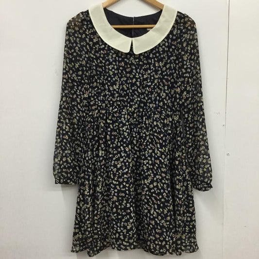 オリーブデオリーブ OLIVE des OLIVE ワンピース ひざ丈スカート 1548100102 襟付き 花柄 紺 / ネイビー / X 白 / ホワイト /  レディース USED 古着 中古 10072904