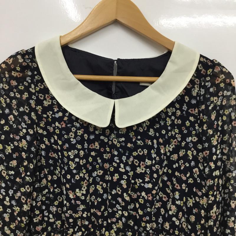 オリーブデオリーブ OLIVE des OLIVE ワンピース ひざ丈スカート 1548100102 襟付き 花柄 紺 / ネイビー / X 白 / ホワイト /  レディース USED 古着 中古 10072904