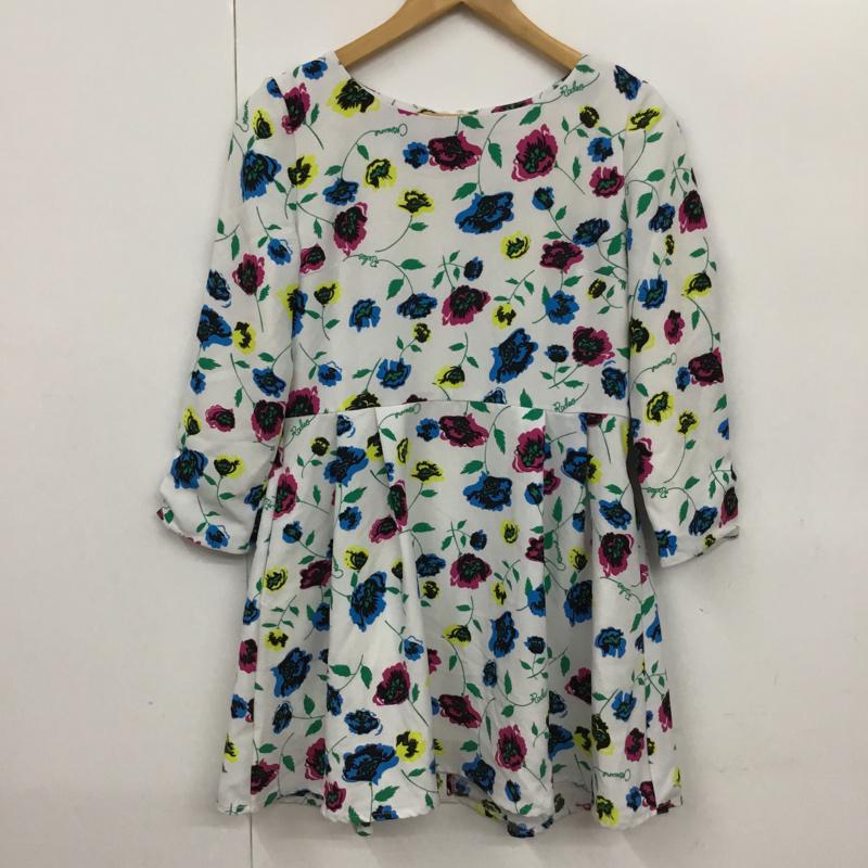 ロデオクラウンズ Rodeo Crowns ワンピース ミニスカート 0507SW30-0290 七分袖 S 花柄 白 / ホワイト /  レディース USED 古着 中古 10072916
