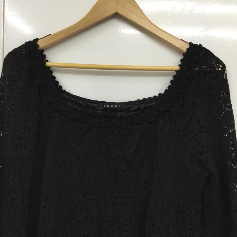 イング INGNI ワンピース ひざ丈スカート 083-257395-00 透かし編み M  黒 / ブラック /  レディース USED 古着 中古 10072923