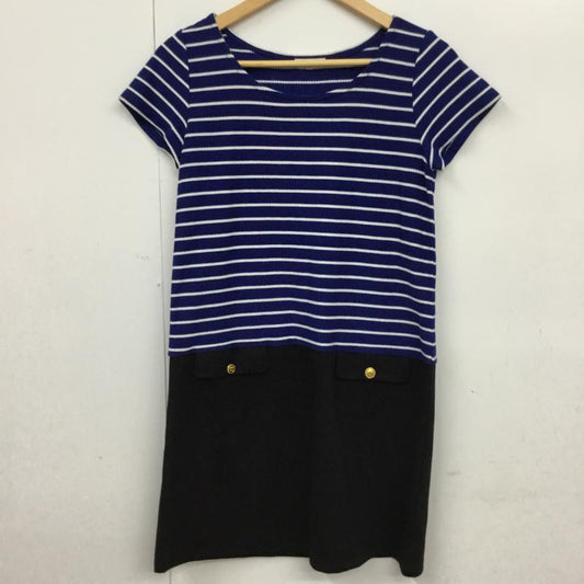 ロペピクニック ROPE' PICNIC ワンピース ひざ丈スカート GDE-1375-A ドッキングワンピース 38 ボーダー柄 白 / ホワイト / X 青 / ブルー / X 黒 / ブラック /  レディース USED 古着 中古 10072927