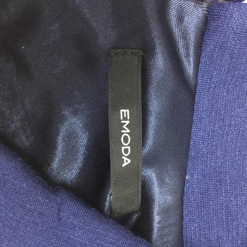 エモダ EMODA ワンピース ひざ丈スカート 041430351301 バイカラー レイヤード風 S 無地 黒 / ブラック / X 紺 / ネイビー /  レディース USED 古着 中古 10072944