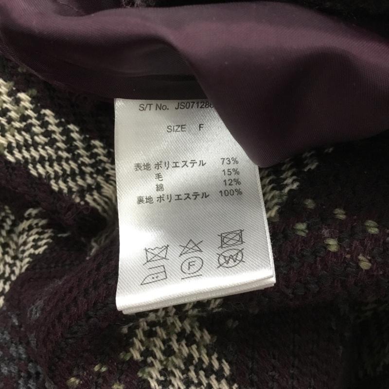 ジーナシス JEANASIS ジャケット、上着 ジャンパー、ブルゾン JS071286MC ツイードフリンジショートジャケット FREE チェック 紫 / パープル / X 白 / ホワイト / X 黒 / ブラック / X 灰 / グレー / X カーキ / カーキ /  レディース USED 古着 中古 10073359