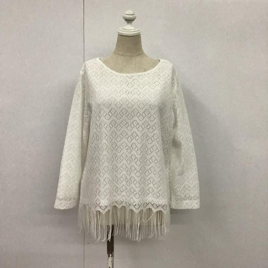 レプシィム LEPSIM カットソー 七分袖 LP060251AD 裾フリンジ 九分袖 M レース柄 白 / ホワイト /  レディース USED 古着 中古 10073500