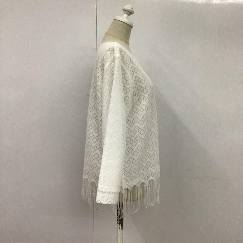 レプシィム LEPSIM カットソー 七分袖 LP060251AD 裾フリンジ 九分袖 M レース柄 白 / ホワイト /  レディース USED 古着 中古 10073500