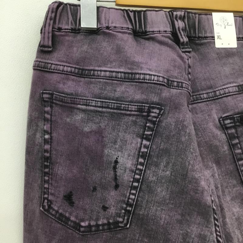 ビッグジョン Big John パンツ デニム、ジーンズ タグ付 XL ダメージ加工 紫 / パープル /  メンズ USED 古着 中古 10073508