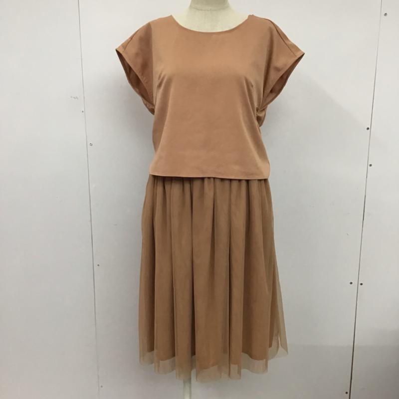 アーバンリサーチ URBAN RESEARCH ワンピース ひざ丈スカート チュールレイヤードOP タグ付き FREE 無地 桃 / ピンク /  レディース USED 古着 中古 10073604