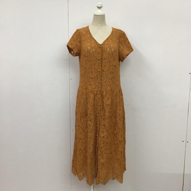 マウジー MOUSSY ワンピース ロングスカート 0109AB30-5850 半袖 FREE レース柄 橙 / オレンジ /  レディース USED 古着 中古 10073618