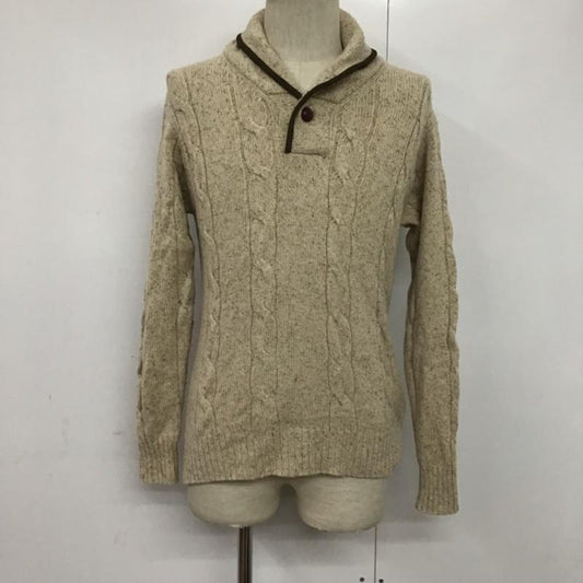 チャップス CHAPS ニット、セーター 長袖 1637-3574 ウール シルク混 M 無地 ベージュ / ベージュ / X ダークブラウン / ダークブラウン /  メンズ USED 古着 中古 10073668