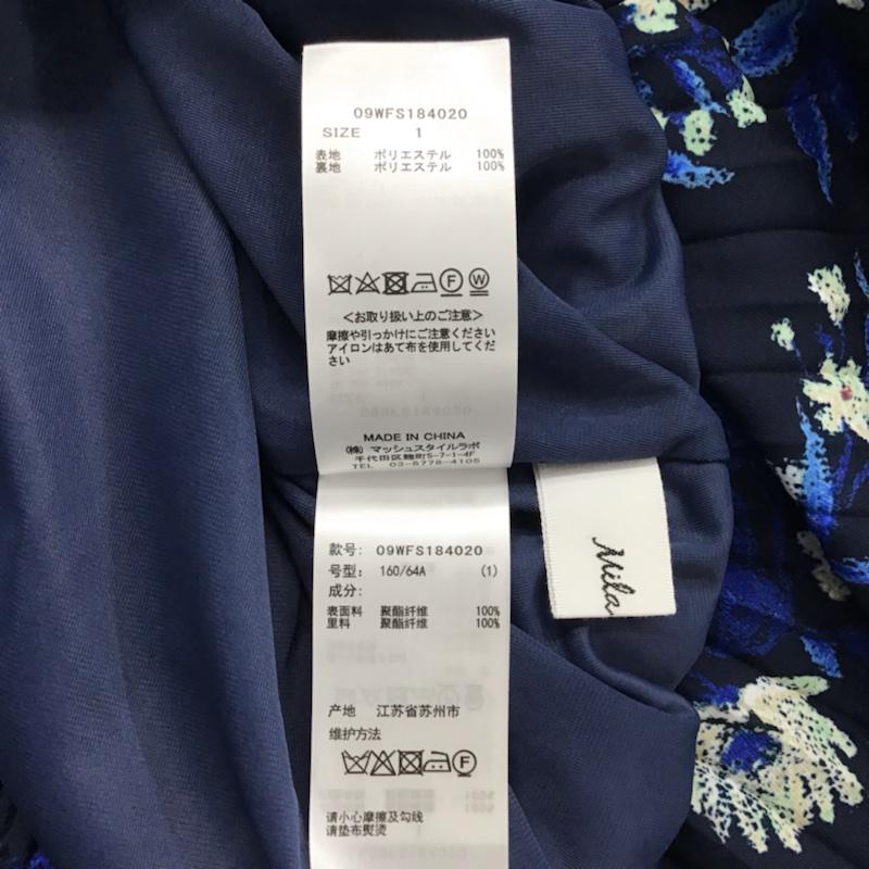 ミラオーウェン Mila Owen スカート ひざ丈スカート 09WFS184020 花柄アシンメトリーヘムプリーツスカート 1 花柄 紺 / ネイビー / X 青 / ブルー / X 赤 / レッド / X ベージュ / ベージュ /  レディース USED 古着 中古 10073767