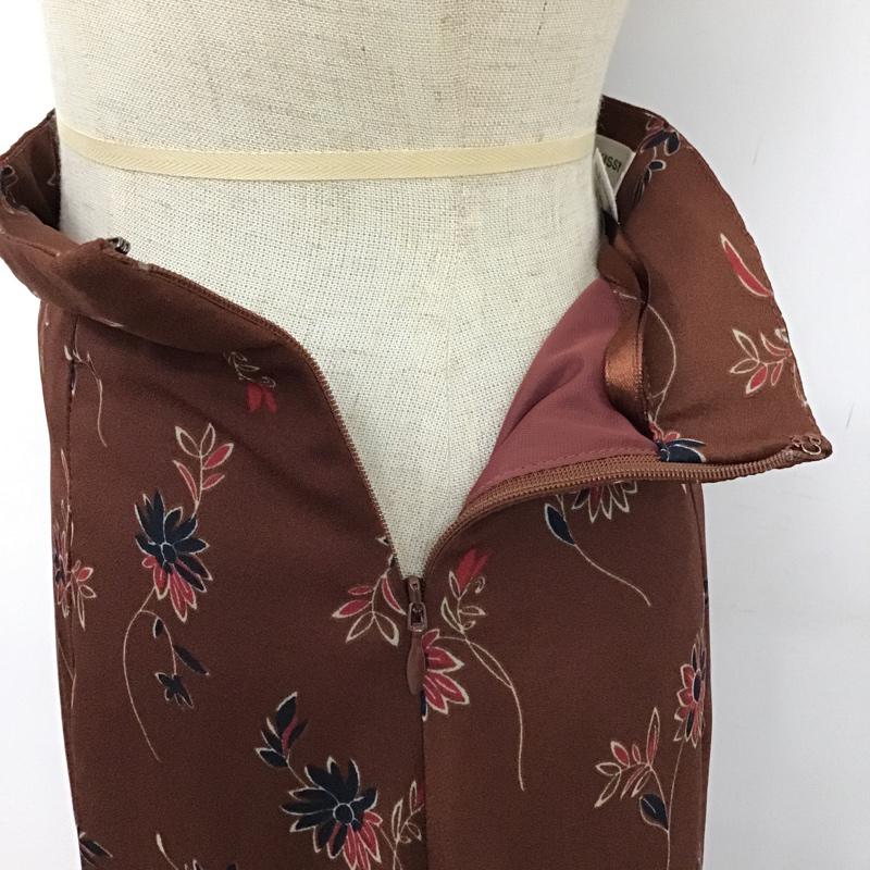 マウジー MOUSSY スカート ロングスカート 010BAV30-6680 FLOWER ASYMMETRY スカート 1 総柄 X 花柄 茶 / ブラウン /  レディース USED 古着 中古 10074119