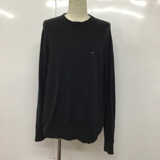 トミーヒルフィガー TOMMY HILFIGER ニット、セーター 長袖 L 無地 紺 / ネイビー /  メンズ USED 古着 中古 10074201
