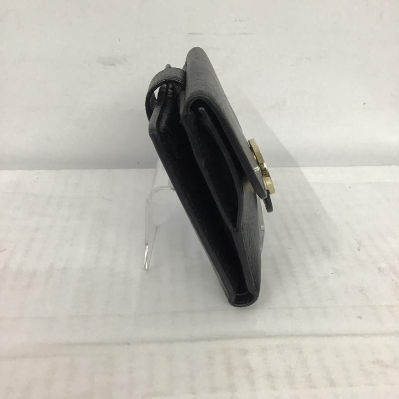 グッチ GUCCI 財布 二つ折り インターロック GG 無地 黒 / ブラック / X 金 / ゴールド /  レディース USED 古着 中古 10074660