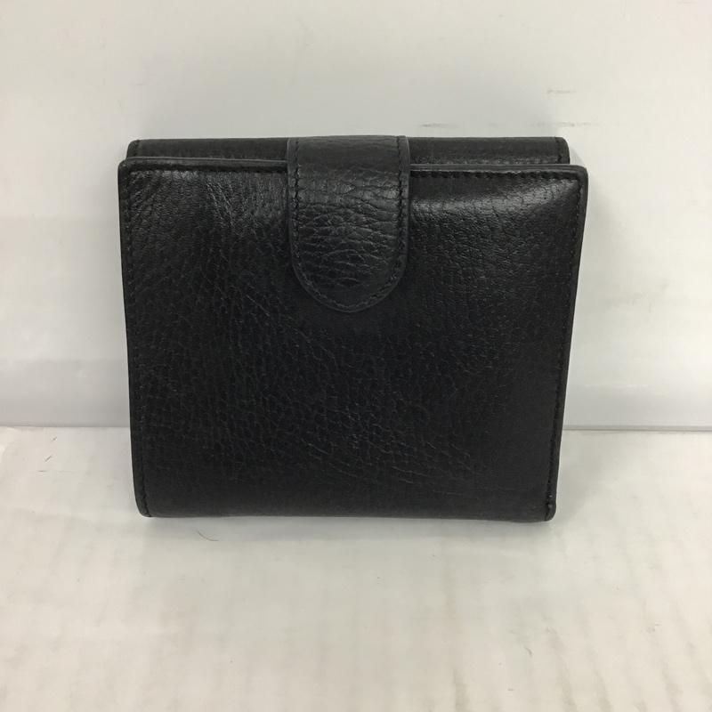 グッチ GUCCI 財布 二つ折り インターロック GG 無地 黒 / ブラック / X 金 / ゴールド /  レディース USED 古着 中古 10074660