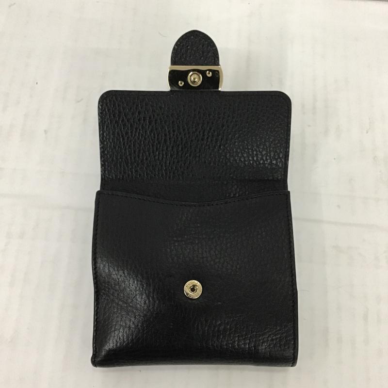 グッチ GUCCI 財布 二つ折り インターロック GG 無地 黒 / ブラック / X 金 / ゴールド /  レディース USED 古着 中古 10074660