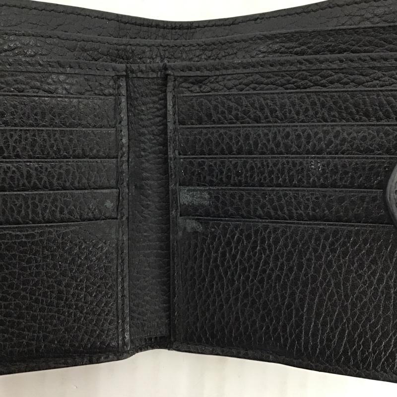 グッチ GUCCI 財布 二つ折り インターロック GG 無地 黒 / ブラック / X 金 / ゴールド /  レディース USED 古着 中古 10074660