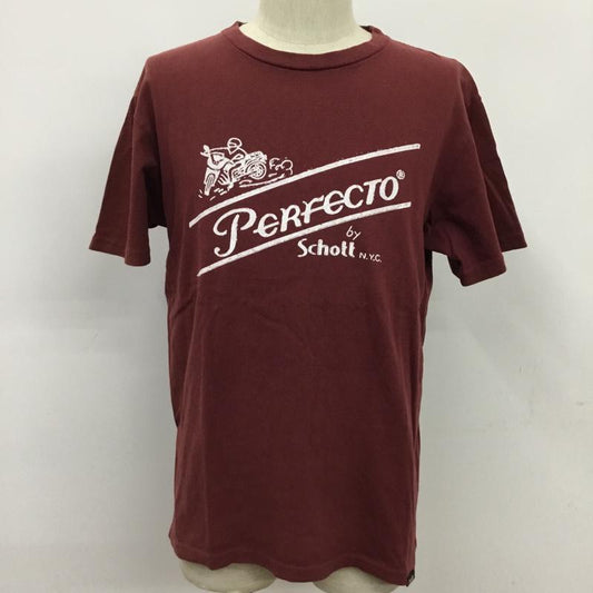 ショット schott Tシャツ 半袖 L プリント えんじ / ワインレッド /  メンズ USED 古着 中古 10075068