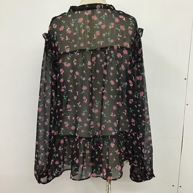 ザラ ZARA カットソー 長袖 シアー M 花柄 黒 / ブラック /  レディース USED 古着 中古 10075559