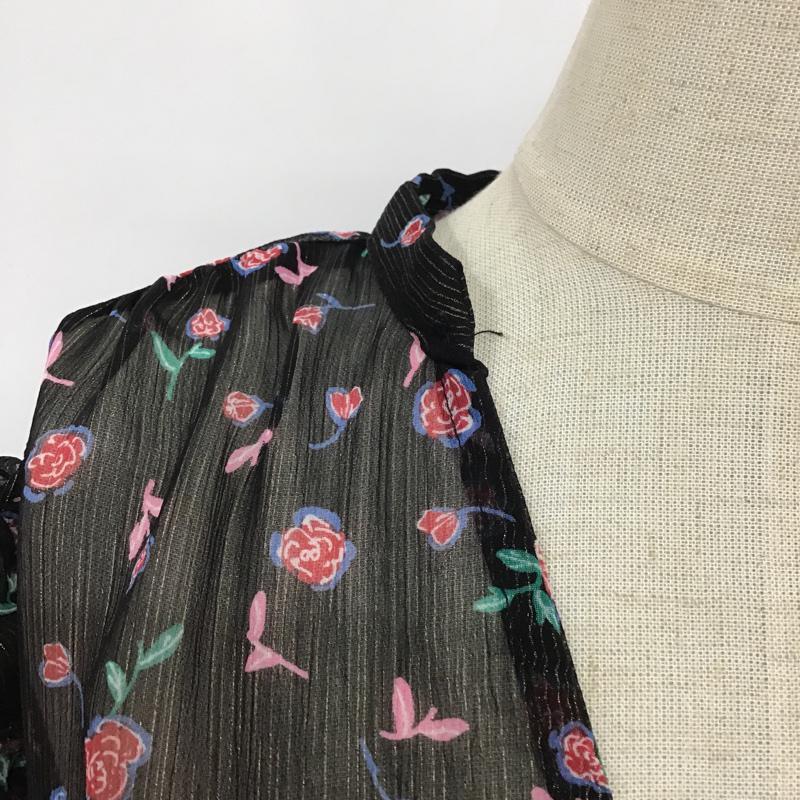 ザラ ZARA カットソー 長袖 シアー M 花柄 黒 / ブラック /  レディース USED 古着 中古 10075559