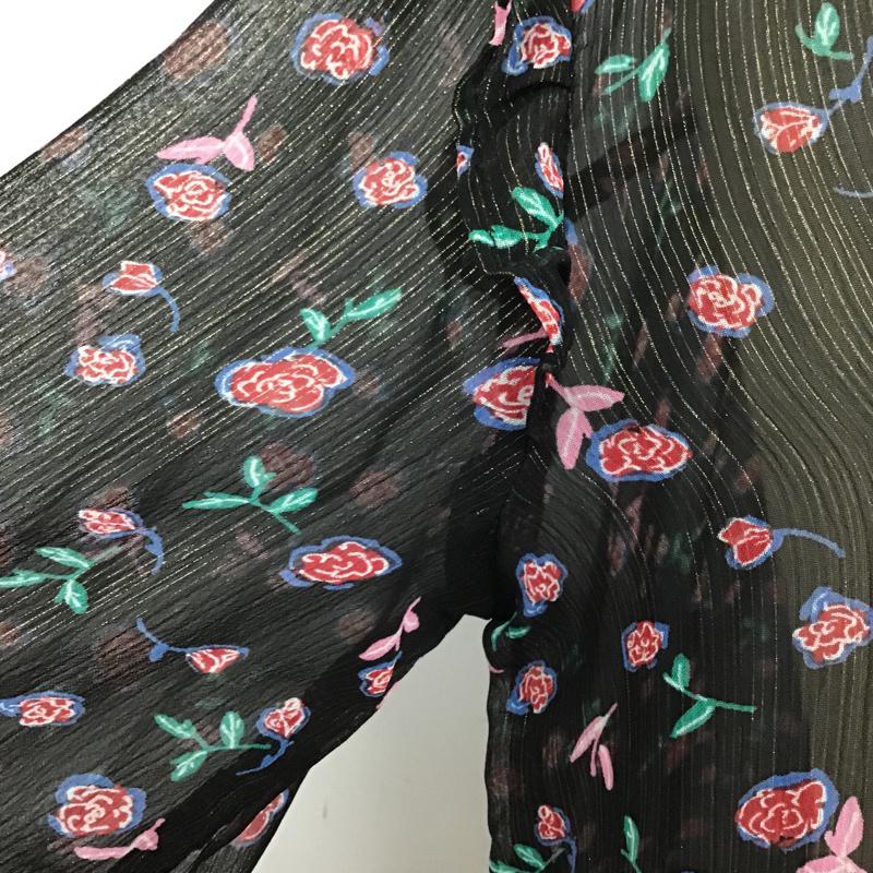 ザラ ZARA カットソー 長袖 シアー M 花柄 黒 / ブラック /  レディース USED 古着 中古 10075559