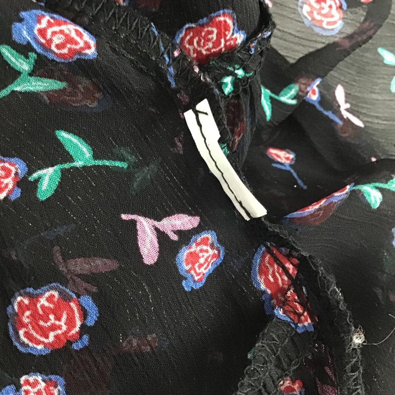 ザラ ZARA カットソー 長袖 シアー M 花柄 黒 / ブラック /  レディース USED 古着 中古 10075559