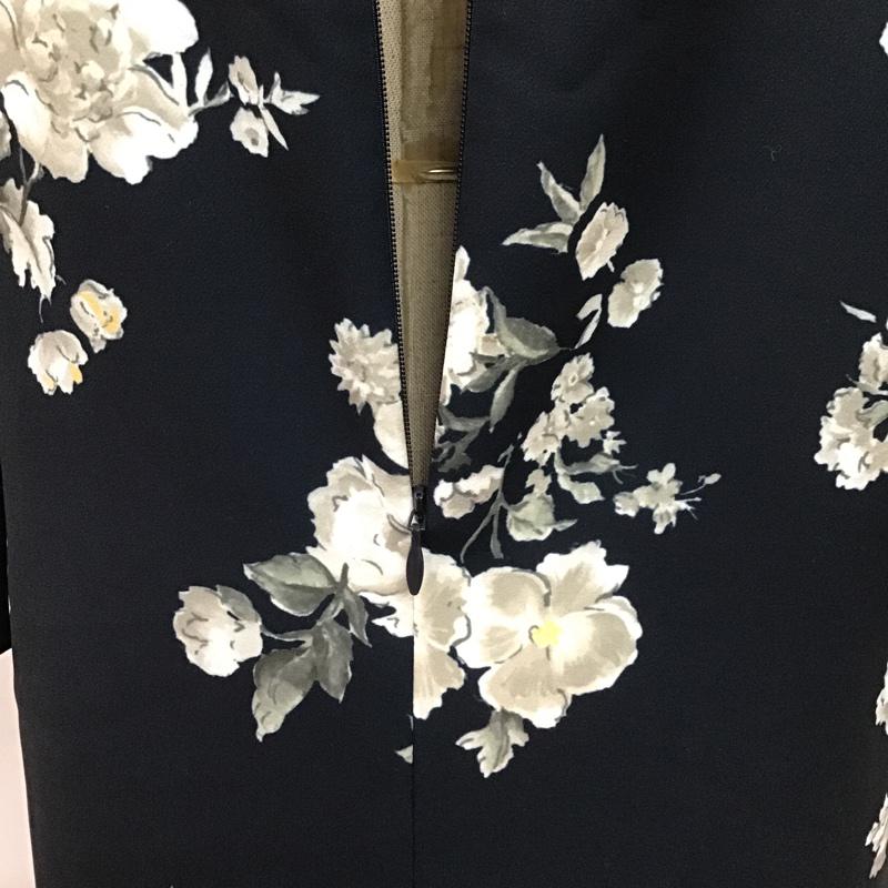 マーキュリーデュオ MERCURYDUO ワンピース ひざ丈スカート 001660302901 七分袖 FREE 花柄 紺 / ネイビー /  レディース USED 古着 中古 10075560