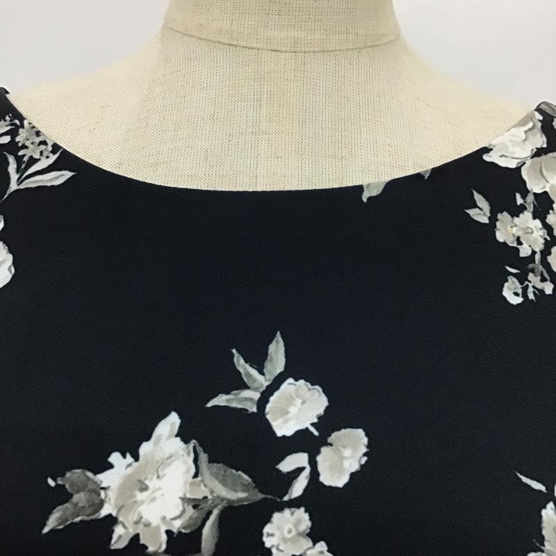 マーキュリーデュオ MERCURYDUO ワンピース ひざ丈スカート 001660302901 七分袖 FREE 花柄 紺 / ネイビー /  レディース USED 古着 中古 10075560