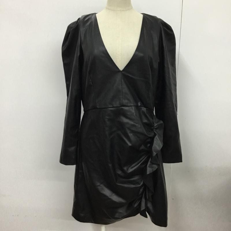 ザラ ZARA ワンピース ひざ丈スカート L 無地 黒 / ブラック /  レディース USED 古着 中古 10075820