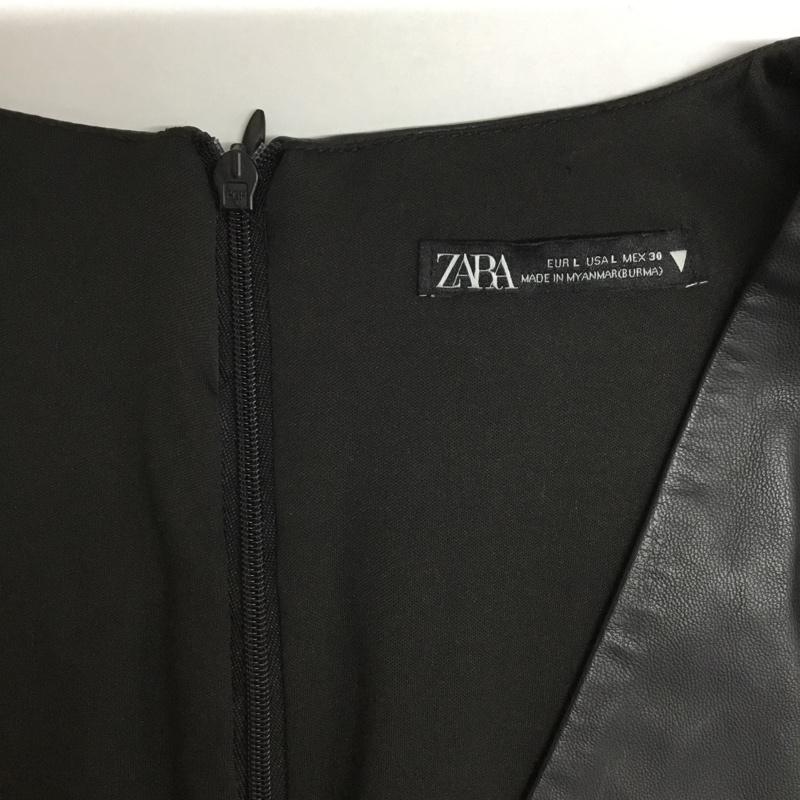 ザラ ZARA ワンピース ひざ丈スカート L 無地 黒 / ブラック /  レディース USED 古着 中古 10075820