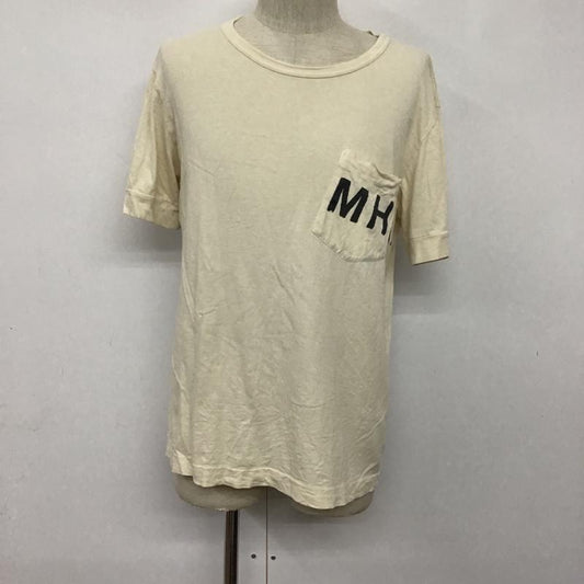 エムエイチエル MHL. Tシャツ 半袖 579-166279 胸ポケット L ロゴ、文字 アイボリー / アイボリー /  メンズ USED 古着 中古 10075968