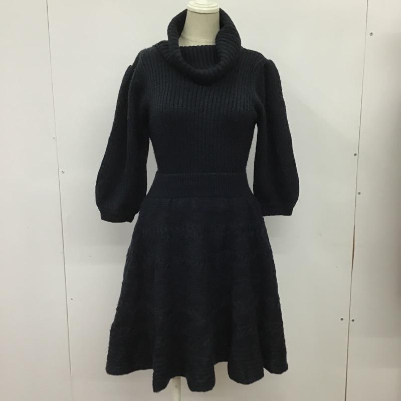 ティティーアンドコー titty&Co. ワンピース ひざ丈スカート 042-316-462 ニット S 無地 紺 / ネイビー /  レディース USED 古着 中古 10076188