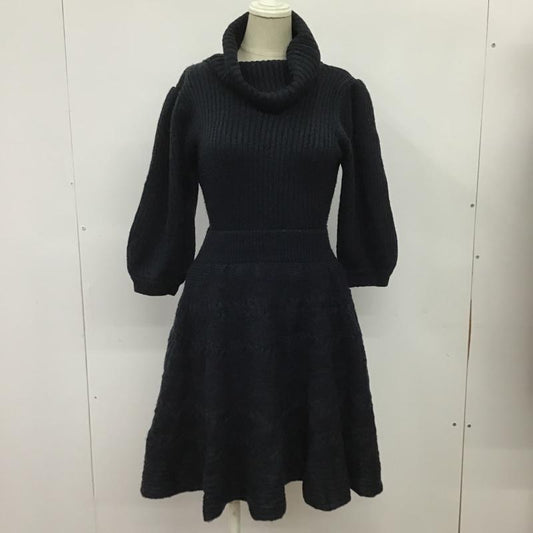 ティティーアンドコー titty&Co. ワンピース ひざ丈スカート 042-316-462 ニット S 無地 紺 / ネイビー /  レディース USED 古着 中古 10076188
