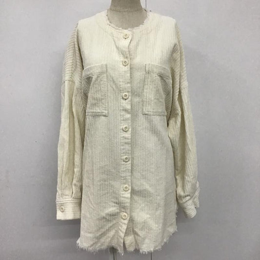 セレクトモカ select MOCA ジャケット、上着 ジャケット、ブレザー 28989A431 コーデュロイ ノーカラー シャツジャケット M 無地 アイボリー / アイボリー /  レディース USED 古着 中古 10076960