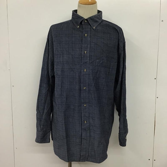 古着 USED シャツ、ブラウス 長袖 コーデュロイ ボタンダウン L チェック 紺 / ネイビー /  メンズ USED 古着 中古 10077751