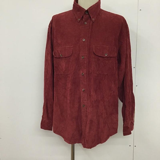 古着 USED シャツ、ブラウス 長袖 コーデュロイ ボタンダウン L 無地 えんじ / ワインレッド /  メンズ USED 古着 中古 10077759