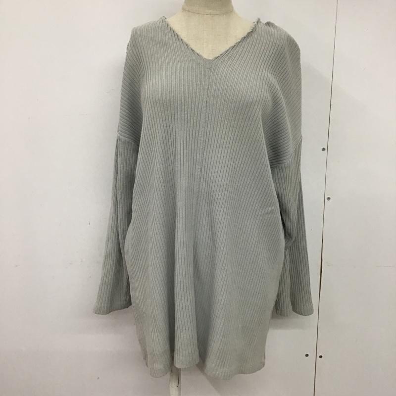 ニコアンド niko and... カットソー 長袖 MN91TC01CF 太うねダメージプルオーバー Vネック 3 無地 灰 / グレー /  レディース USED 古着 中古 10078301